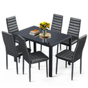 7-Piece Tempered Glass Dining Table Set for 6