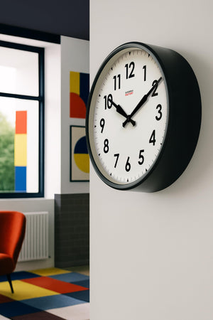 18-Inch Round Metal Wall Clock – Black, Silent Analog