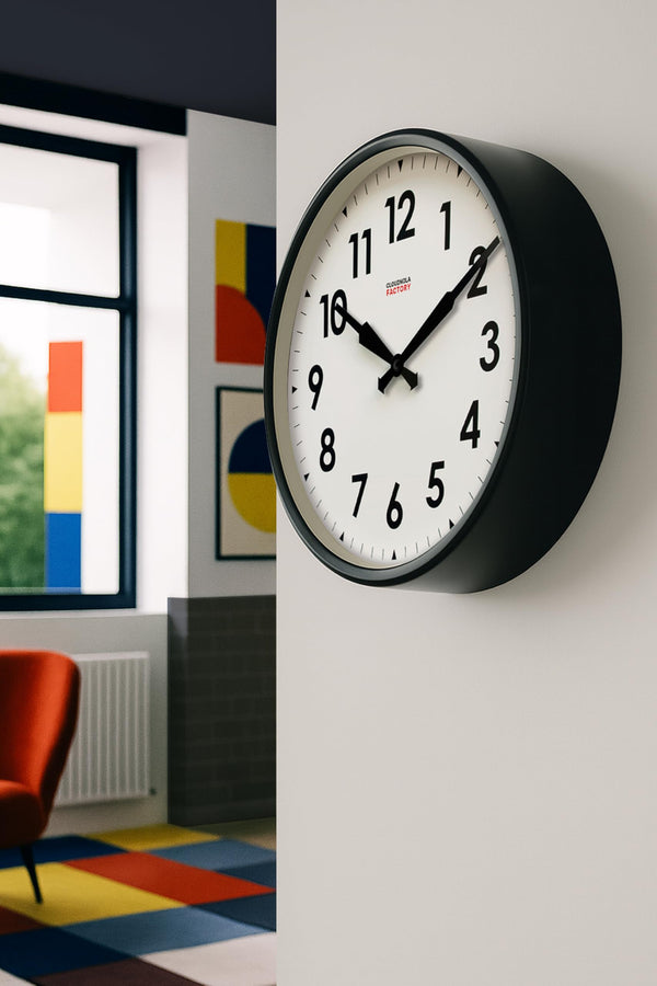 18-Inch Round Metal Wall Clock – Black, Silent Analog