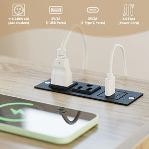 Farmhouse Nightstand with Charging Station