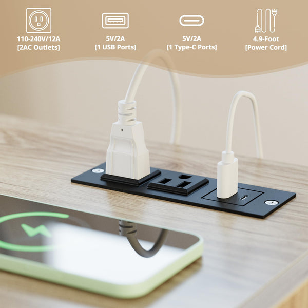Farmhouse Nightstand with Charging Station
