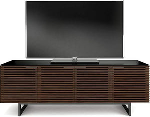79.25" TV Stand with Louvered Doors, Soundbar Shelf & Cable Management