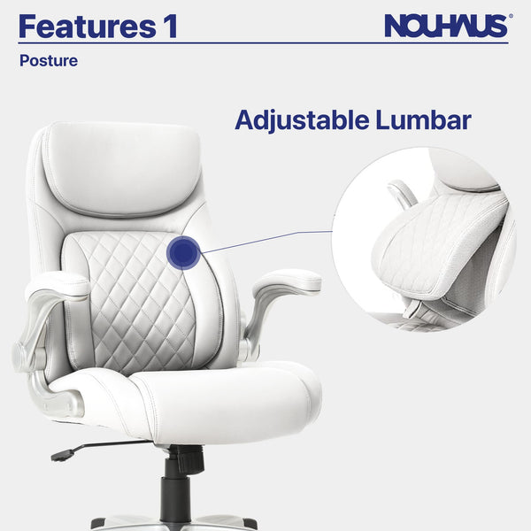Ergonomic PU Leather Office Chair with Click-5 Lumbar Support