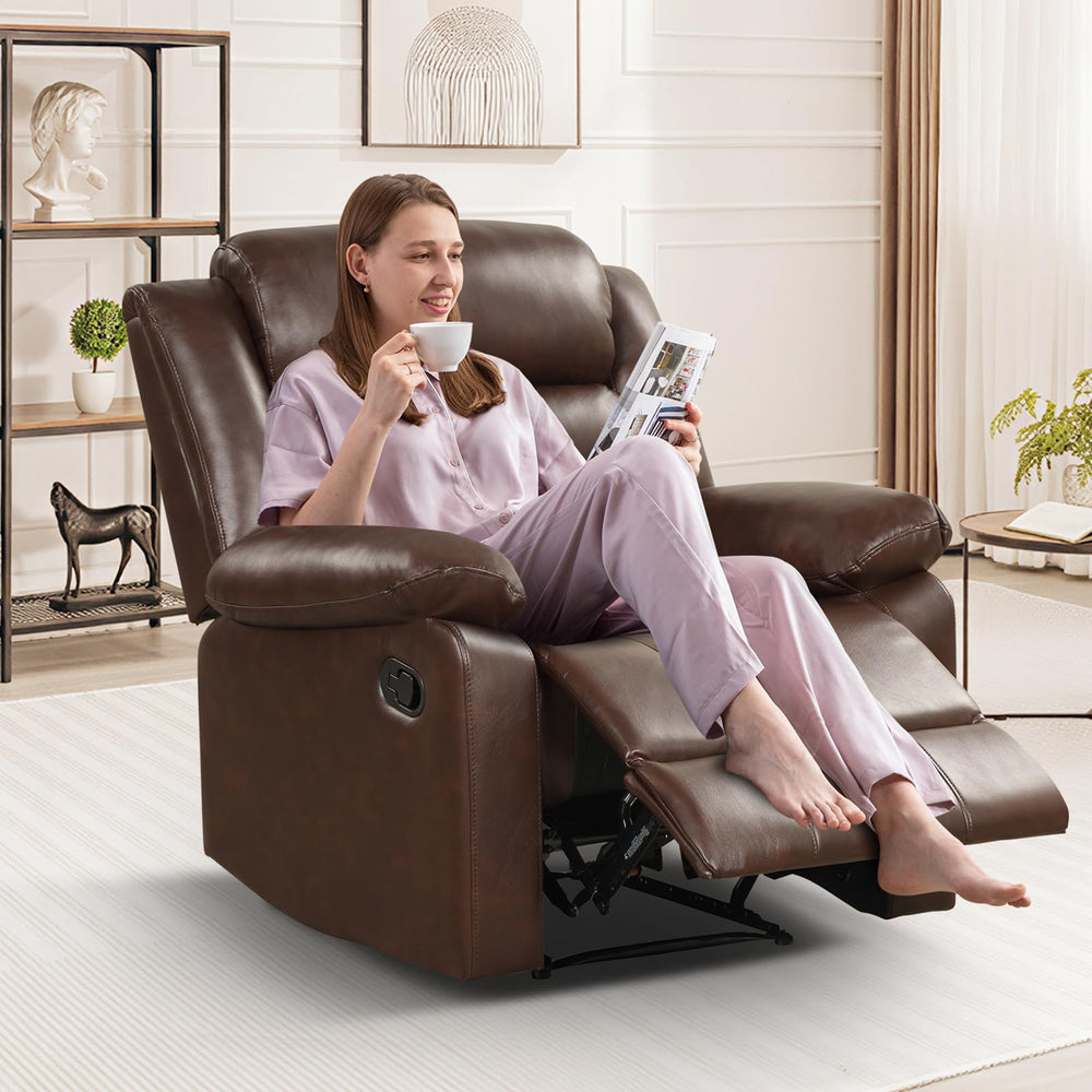 Manual Recliner Chair with Overstuffed Arms & Padded Back