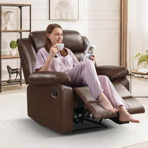 Manual Recliner Chair with Overstuffed Arms & Padded Back