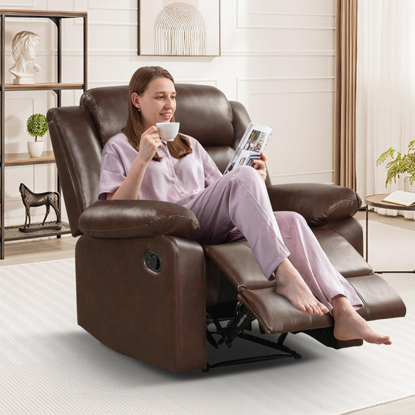 Manual Recliner Chair with Overstuffed Arms & Padded Back