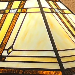 Tiffany Style Stained Glass Table Lamp – Cream, 12x19 Inch
