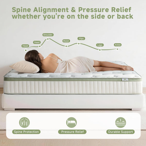 Full Size Hybrid Mattress 12 Inch – Pocket Spring, Gel Memory Foam, Cool Sleep