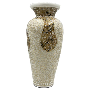 Tall Terracotta Floor Vase with Glass Mosaic – 24 x 10 Inches