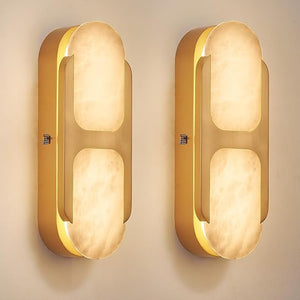 Alabaster Wall Sconce Dimmable LED – Gold Marble Indoor Wall Light