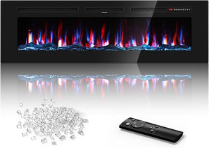 60-Inch Recessed Wall Mount Electric Fireplace