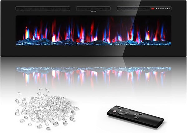 60-Inch Recessed Wall Mount Electric Fireplace