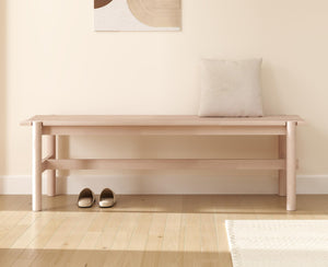 55" Solid Wood Farmhouse Bench – White Wash