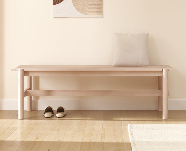 55" Solid Wood Farmhouse Bench – White Wash
