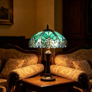 Tiffany Style Stained Glass Table Lamp – Victorian Green