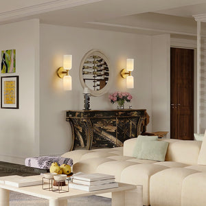 Alabaster Wall Sconce – Natural Marble, 14 Inch