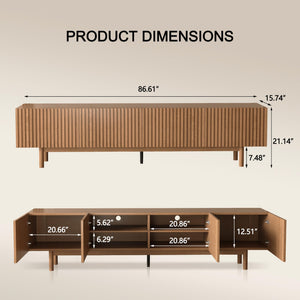 Mid-Century Modern TV Stand for 70-100 Inch TVs with Storage
