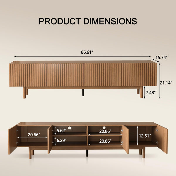 Mid-Century Modern TV Stand for 70-100 Inch TVs with Storage