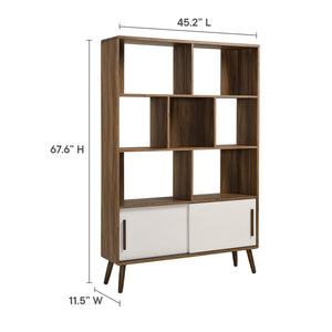 8-Shelf Bookcase with Sliding Doors
