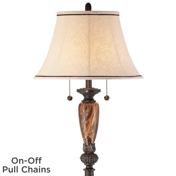 Traditional Bronze Floor Lamp with Linen Shade