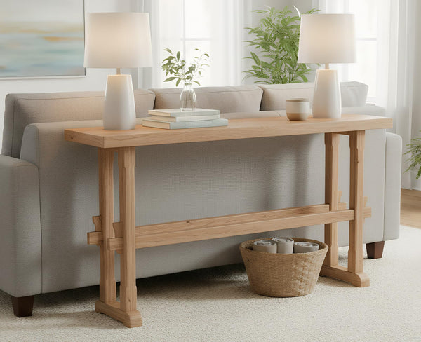 59" Solid Wood Console Table – Farmhouse Entryway & Sofa Table