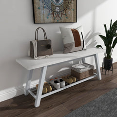 Industrial Entryway Storage Bench with Shoe Shelf