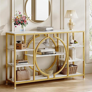 47" Industrial Console Table with 4-Tier Shelves