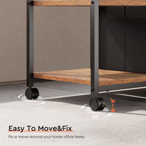 6-Drawer File Cabinet with Charging Station & Printer Stand