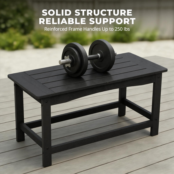 Outdoor HDPE Patio Coffee Table – All-Weather Rectangle Side Table
