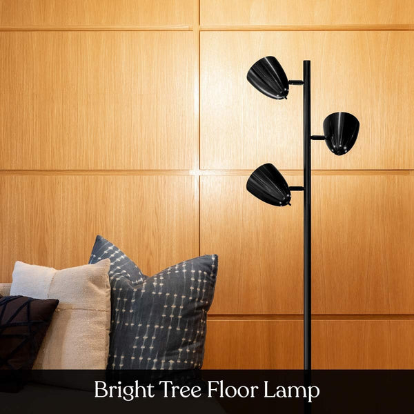 LED Tree Floor Lamp – 3-Head Adjustable, 2400 Lumens