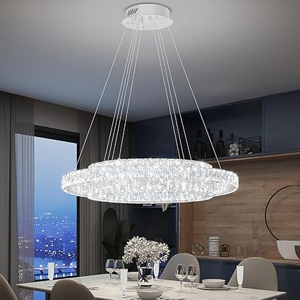 Modern LED Crystal Ring Chandelier — Dimmable, 2-Ring, 3000–6000K