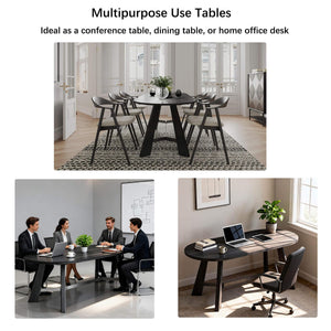 Oval Dining Table for 6-8 People with Tapered Legs