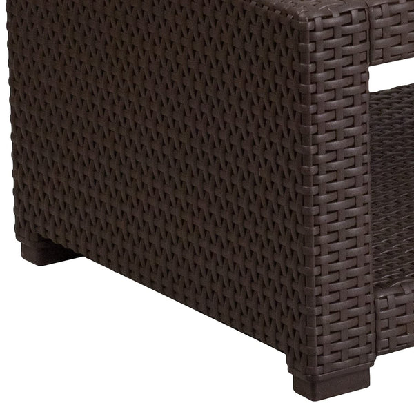 Outdoor Faux Rattan Coffee Table with Open Storage