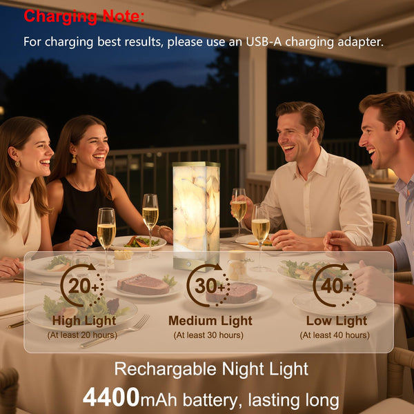 Cordless Alabaster Table Lamp with Rechargeable Battery