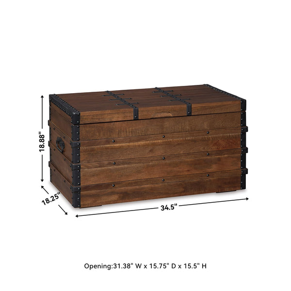 Dark Brown Wood Storage Trunk Coffee Table with Lift Top