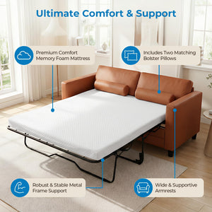 Faux Leather Pull-Out Sofa Bed – Full & Queen Convertible Sleeper
