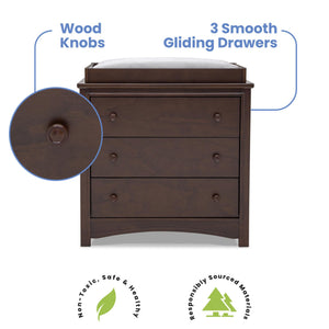 3-Drawer Dresser with Changing Top and Interlocking Drawers