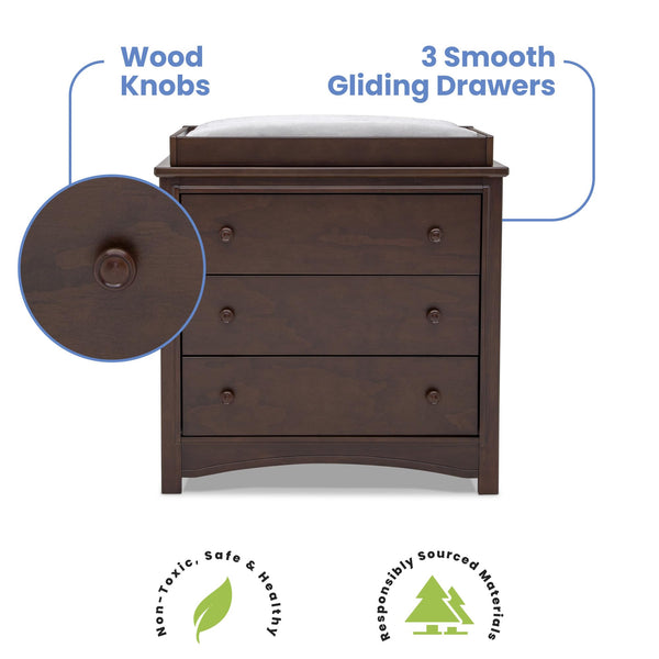 3-Drawer Dresser with Changing Top and Interlocking Drawers