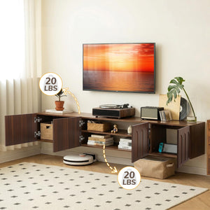 71" Floating TV Stand Wall Mounted Entertainment Center with Storage