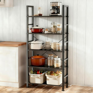 5-Tier Industrial Bookshelf with Metal Frame