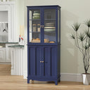 72" Freestanding Kitchen Pantry Cabinet with Glass Doors