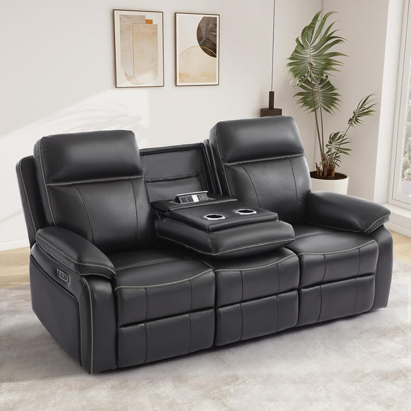 Power Reclining Sofa with Fold-Down Table & Charging Station