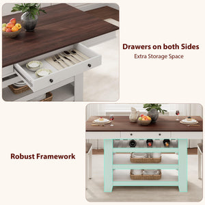 Farmhouse Counter Height Dining Table with Wine Rack & Storage
