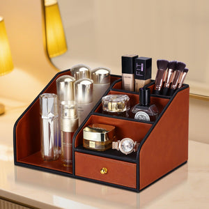 PU Leather Desk Organizer with Drawer