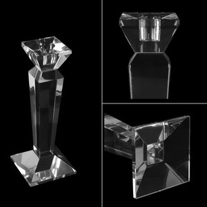 Crystal Taper Candle Holders Set of 2 – Clear K9 Glass