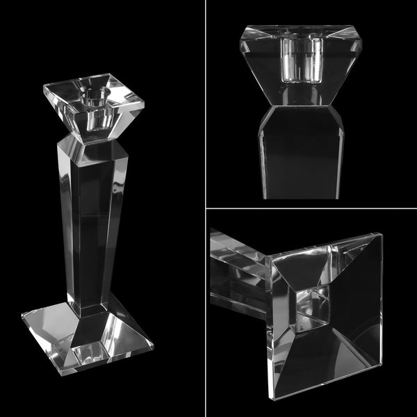 Crystal Taper Candle Holders Set of 2 – Clear K9 Glass