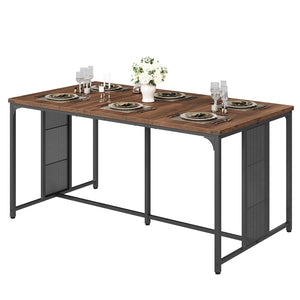63" Industrial Dining Table for 6-8 with Metal Legs and Adjustable Feet