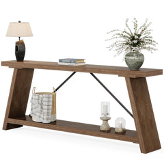 70.9" Industrial Sofa Console Table with 2-Tier Storage