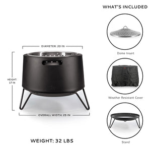 Smokeless Outdoor Fire Pit – Round Wood Burning Patio Fire Pit with Stand & Cover