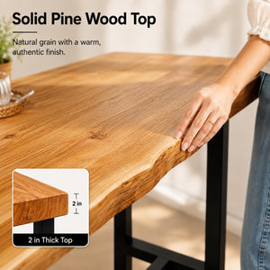 Industrial Pine Wood Bar Table
